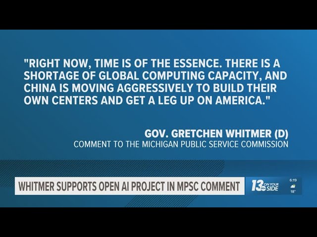Gov. Whitmer supports Open AI project in MSPC comment