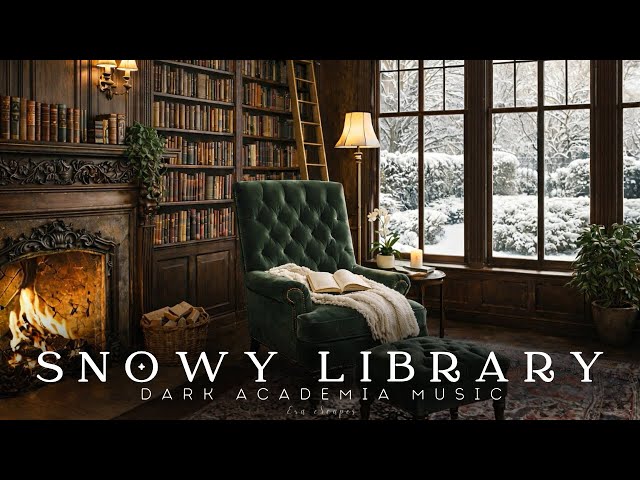 Snowy Winter Library | Dark Academia Piano Music for Study, Reading & Sleep