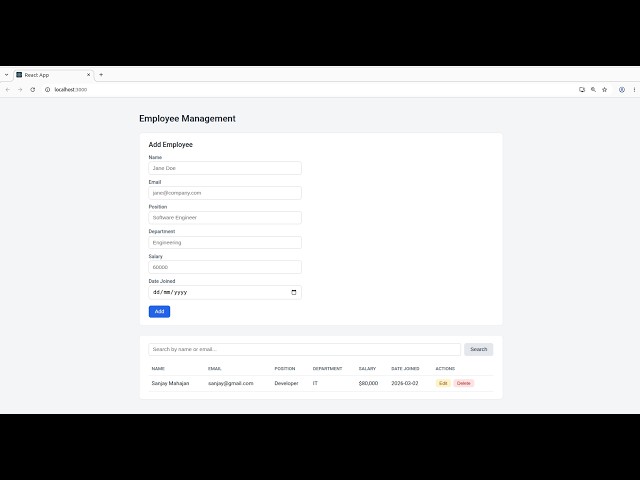 FastAPI and ReactJS  CRUD operations