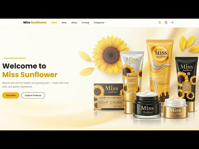 Miss Sunflower 🌻 | Full-Stack Skincare E-Commerce Website | Final Project using React 