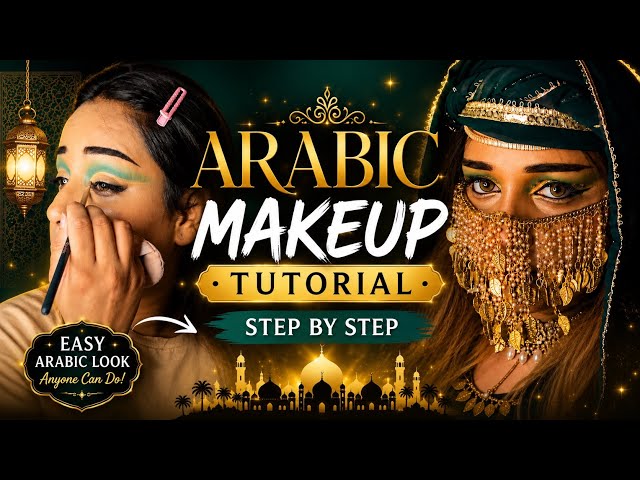 INSANE Arabic Makeup Transformation 😍💚 | Green & Gold Glam | Icy punjaban