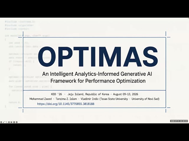 KDD 2026-Optimas: An Intelligent Analytics-Informed Generative AI Framework for Performance Optimiz.