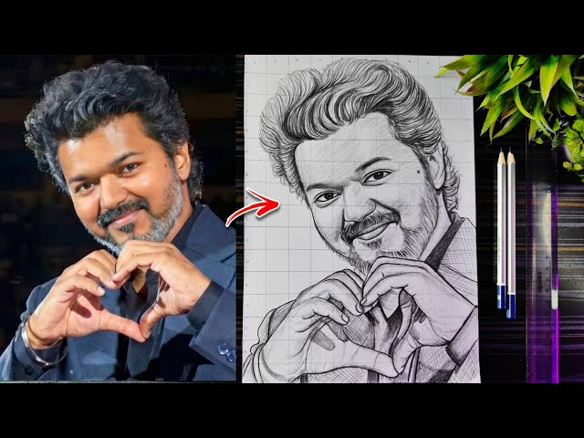Vijay Thalapathy Drawing🫶🥺❤️‍🩹, How To Draw Actor Vijay Thalapathy, Step By Step Outline Tutorial