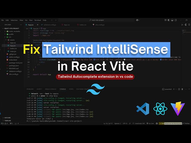Fix Tailwind Autocomplete & IntelliSense in React Vite (Step-by-Step Guide)