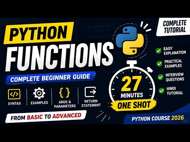 Learn Python Functions in One Video | Python Course 2026