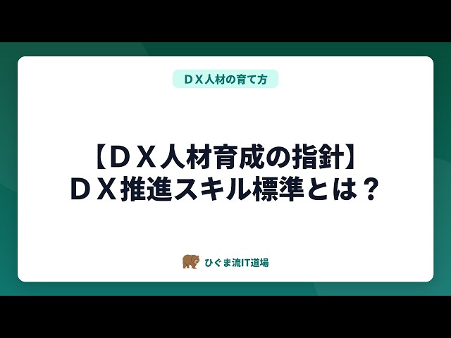 A Complete Guide to the DX Promotion Skill Standard (DSS-P) and an In-House Development Roadmap f...