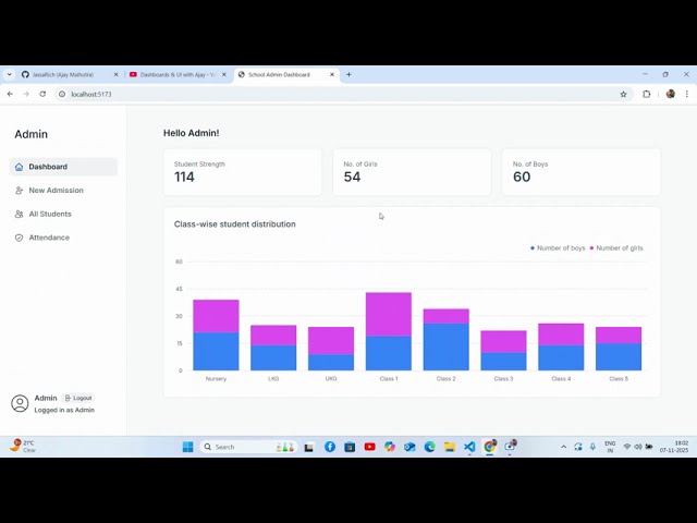 School Management Dashboard using React & Tailwind CSS | Free Admin Template Setup (2025)