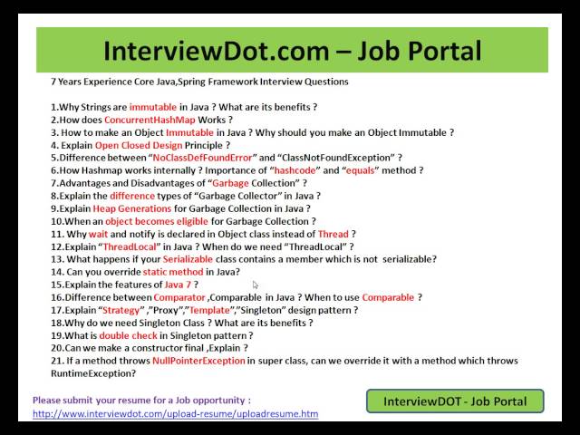 JAVA SPRING INTERVIEW QUESTIONS 7 YEARS EXPERIENCE