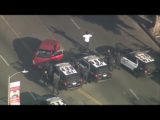 END OF CHASE: LAPD in pursuit of possible stolen vehicle