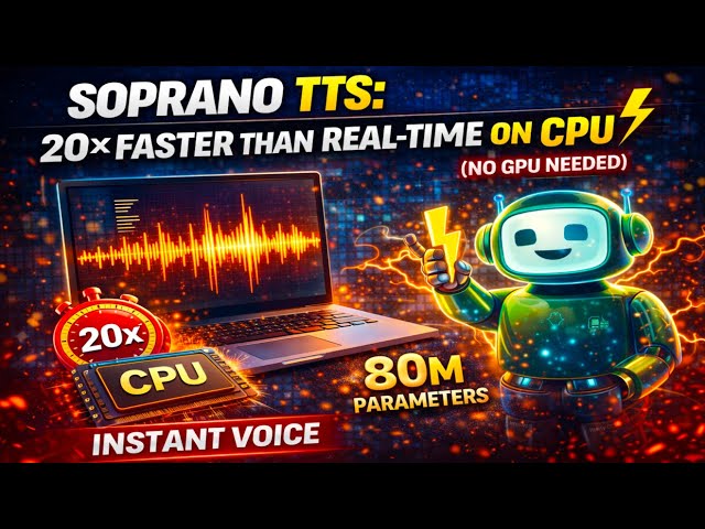 Soprano TTS: 20x Faster Than Real-Time on CPU (No GPU Needed) ⚡