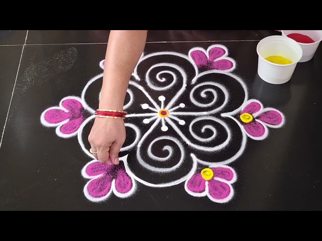 Friday special rangoli design 🌹 simple side border rangoli 🌹 daily muggulu 🌹 easy rangoli design 