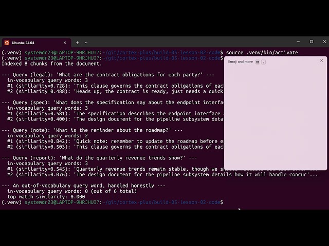 Build 05 lesson 02: Build a Real RAG Retrieval Index with Embeddings | Co-occurrence, PPMI & SVD