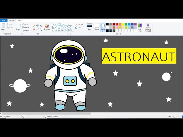 How to draw an ASTRONAUT in MS Paint? | Easy Step by Step Tutorial