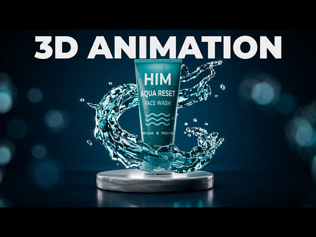 HIM Aqua Reset Face Wash | 3D Product Animation & Visualization | Photorealistic Render
