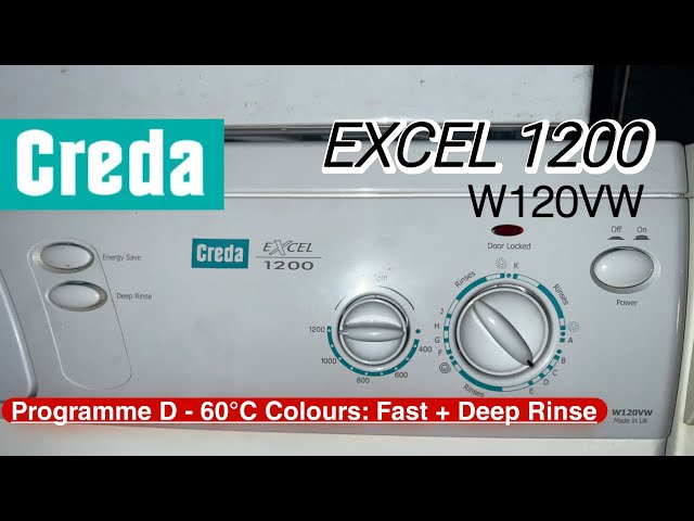 Creda W120VW Excel 1200 Programme D - 60ºC Colours: Fast + Deep Rinse