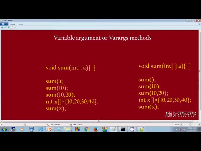 Varargs method in Java Part 8