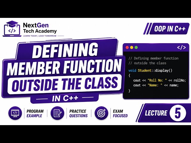 Defining Member Function Outside the Class in C++  OOP in Urdu | Lecture 5