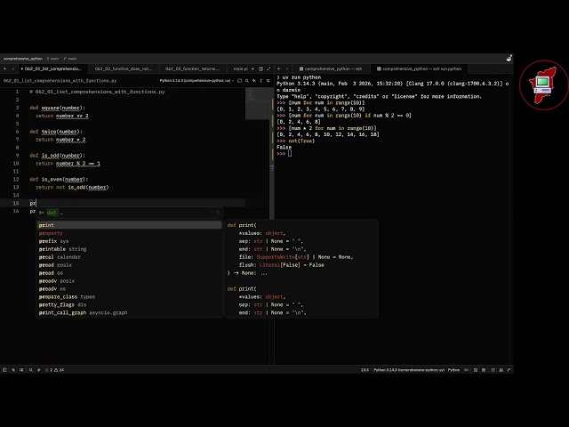 062 List Comprehension With Functions  - Comprehensive Python In Tamil