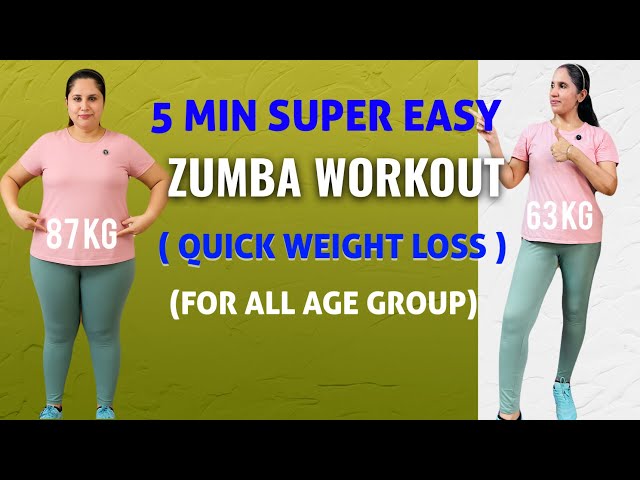 5-Min Easy Zumba Workout at Home | Full Body Weight Loss | Beginners & Overweight