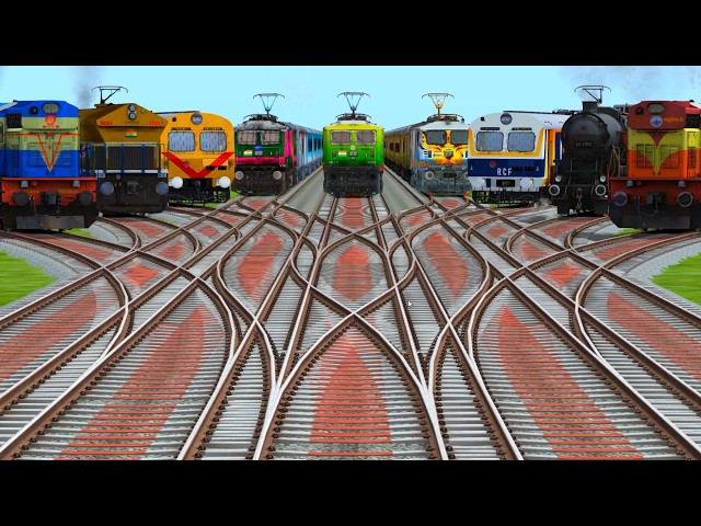 9 Indian Express Trains Passing By Epic Curves Tracks | funny train rides | funny train railroads
