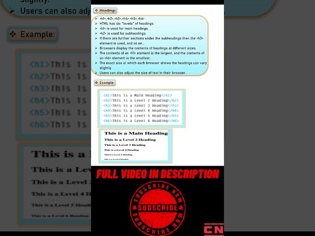HTML TAGS | HTML ELEMENTS PART 1 #computerscience #bca #html #webdeveloper