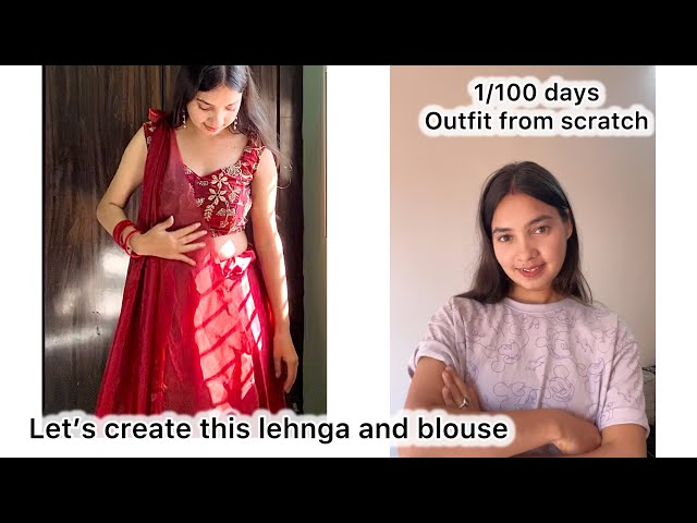 Day 1/100 | DIY Lehenga from Scratch | Cutting & Basic Stitching Tutorial(@Anjalidesigns008 )