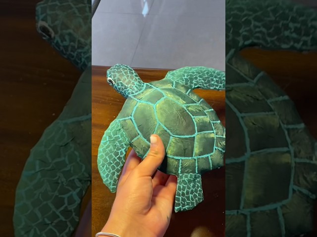 🐢🥹🐢 Cardboard TURTLE for my wall 🩵 DIY Craft Tutorial  #diy #cardboard #papercraft