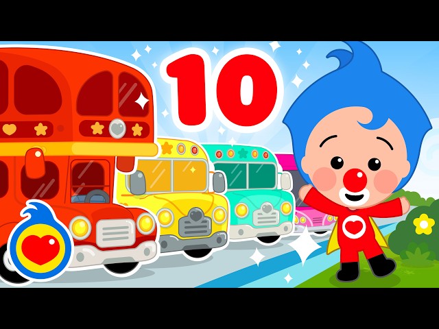 Diez Autobuses 🚌🧽💦 Canciones Infantiles | Plim Plim
