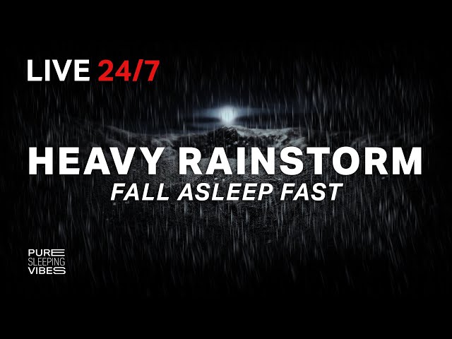 🔴 Heavy Rainstorm and Powerful Thunder Sounds in the Desert | I want to Fall Asleep Fast to Rain