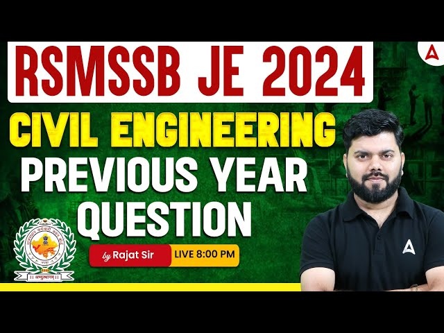 RSMSSB JEN 2024 | RSMSSB JE Civil Engineering Previous Year Question Paper | By Rajat Sir