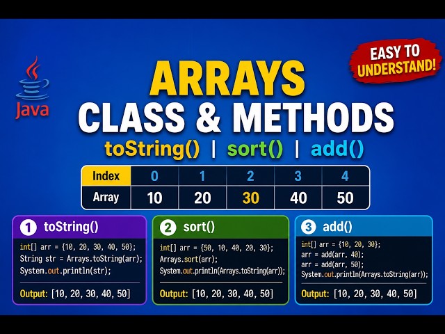 Arrays Class & Methods in java | Arrays.toString() and Arrays.sort() Explained with Examples