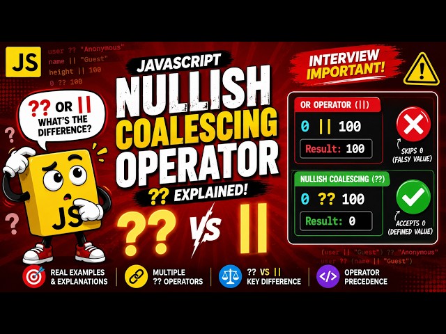 JavaScript Nullish Coalescing Operator (??) Explained | Difference Between ?? and || ~ IT Wala