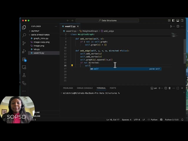 Week 12 : Lesson 1 - Python Implementation of the Graph Data Structure (Weighted Graph)