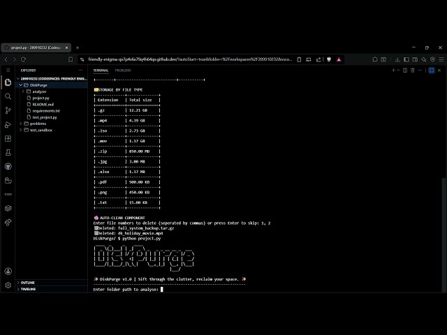 DiskPurge – CLI Storage Analyzer (CS50P Final Project)