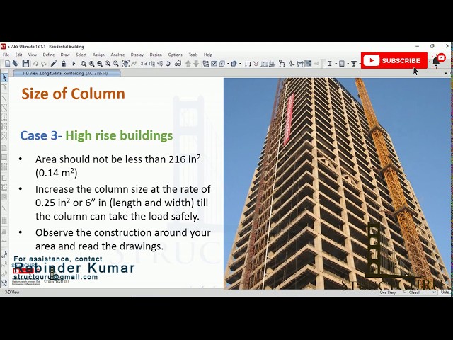 Column Size, Position and Orientation in the Buildings