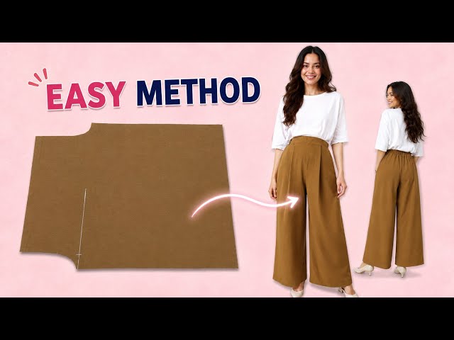 Beat the hot summer✨ Sew Wide-Leg Trousers Without a Pattern that fit any size 💖