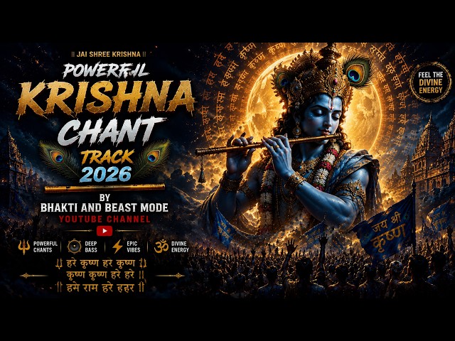💥 Powerful Krishna Chant Track 2026 🦚🎵 | Hare Krishna Mahamantra | Bhakti and Beast Mode🦚✨