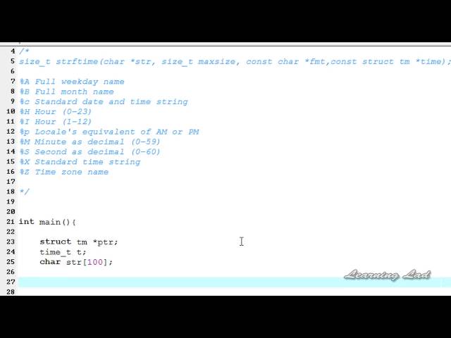 079  79   strftime Function in C Programming Language Video Tutorial