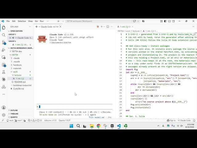 ISE 754 (Fall 2026) 1.2 Julia, LLMs, and Validation