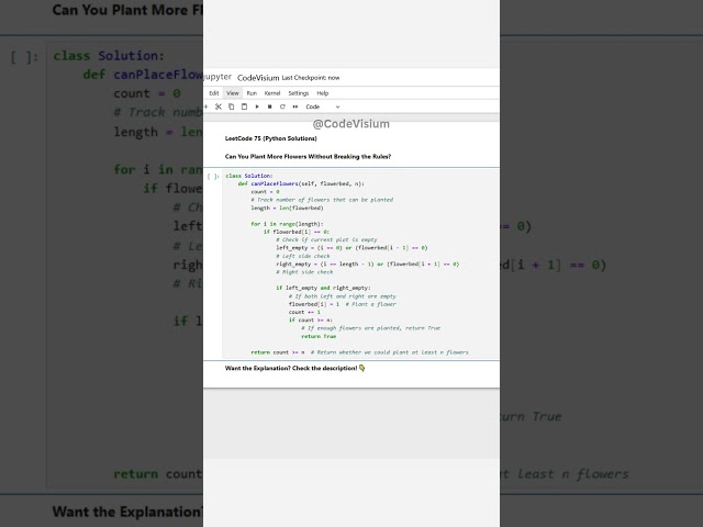 Can You Plant More Flowers? 🌸 | Leetcode 75 #Shorts #Coding #Python