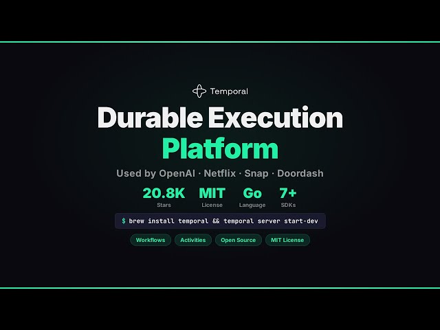Temporal - Durable Execution Platform (Open Source, Go, 20K Stars)