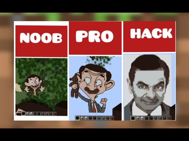 minecraft Mr. BEAN (ROWAN SEBASTIAN) pixel art challenge - NOOB vs PRO vs HACKER / Animation