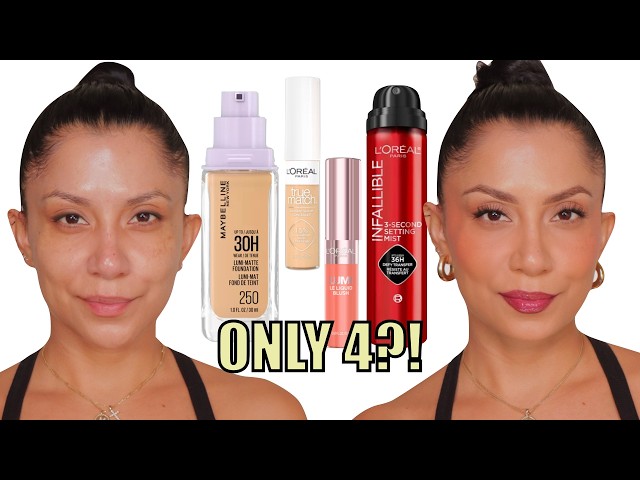 FULL FACE Using ONLY 4 Drugstore Makeup Products?!