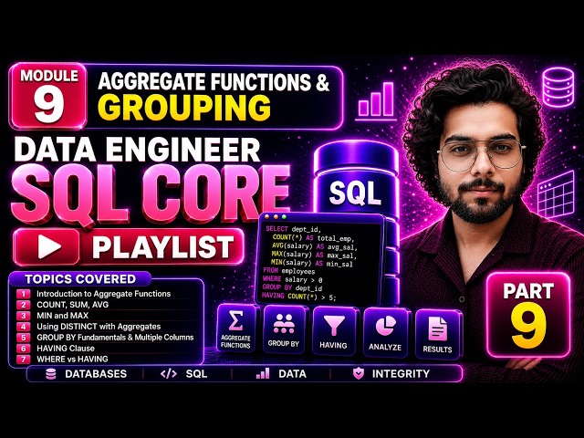 9. Data Engineer | Aggregate Functions & Grouping | Complete SQL Core Playlist | Module 9 | MYSQL