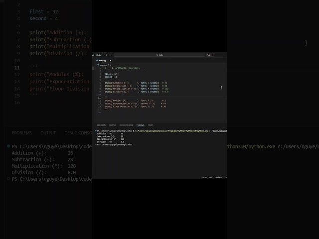 Learning Python-Episode 2: Operators in Python part 1: Arithmetic Operators #coding #python