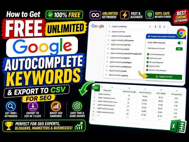 How to Get Free Unlimited Google Autocomplete Keywords & Export to CSV for SEO Best Chrome Extension