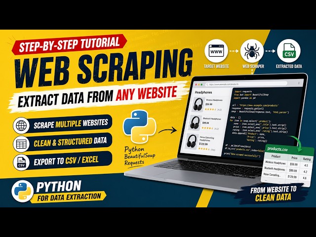 Web Scraping with Python | Extract Data from Any Website | BeautifulSoup Tutorial