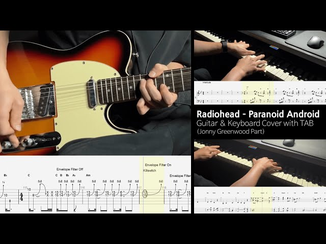 Radiohead - Paranoid Android (Guitar & Keyboard Cover with TAB - Jonny Greenwood Part)