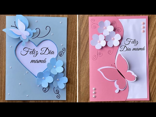 Cómo Hacer 2 Tarjetas para Mamá 💖 Fácil y Bonita con Flores y Mariposas | Día de la Madre 