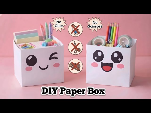 How to Make Paper Box |No Glue No Tape | Paper Craft idea|Origami Craft|DIY Organizer Box#papercraft